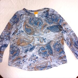 Ruby Rd. Adjustable Sleeve Length Paisley Medium Weight Pull Over Top